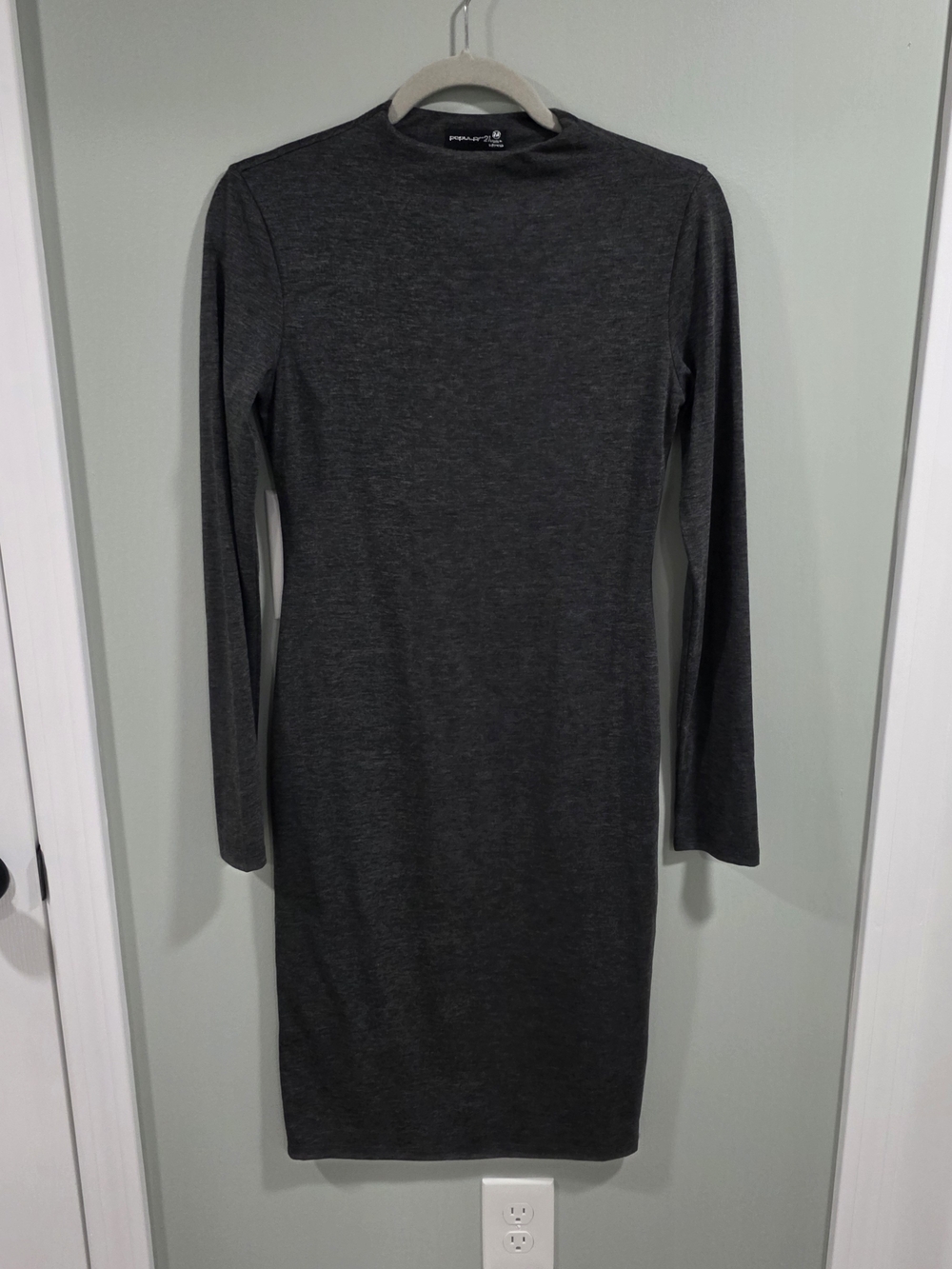 Long Sleeve Bodycon Dress in Charcoal